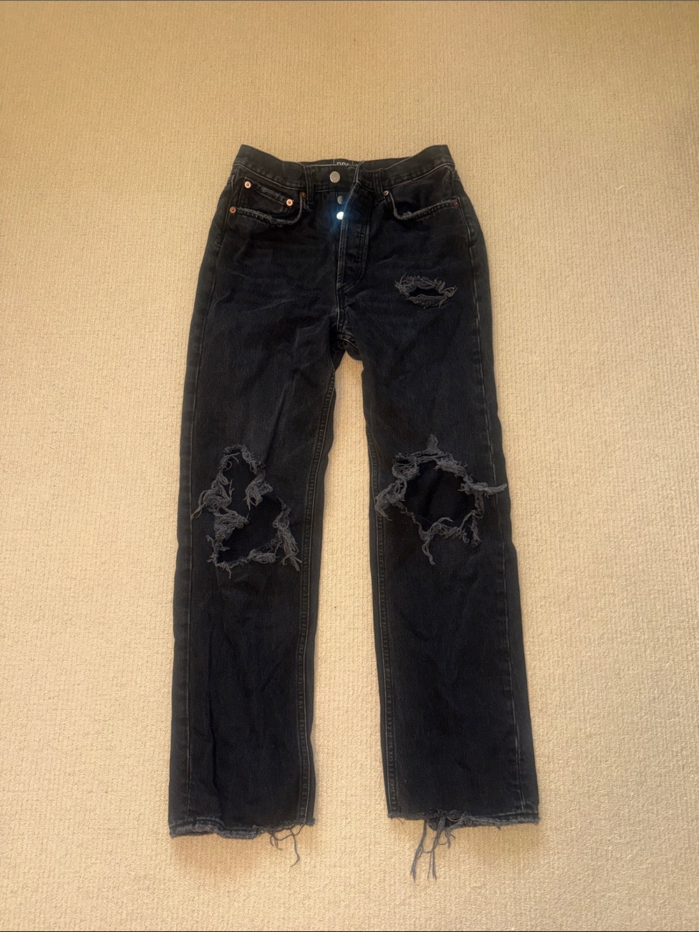 BDG Black Straight Leg Ripped Jeans